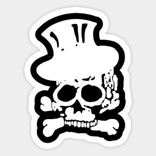 White Skull and Crossbones with Top Hat Sticker